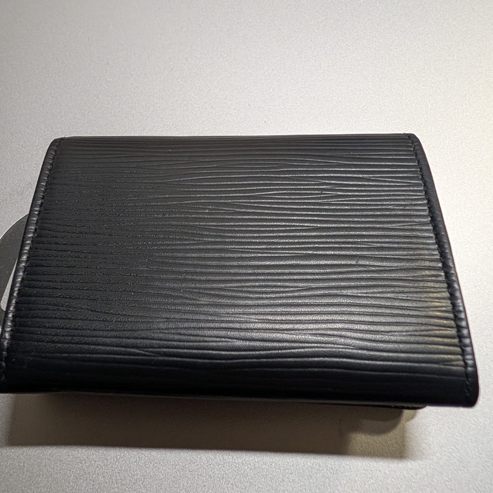 Textured Black Leather Card Wallet LV